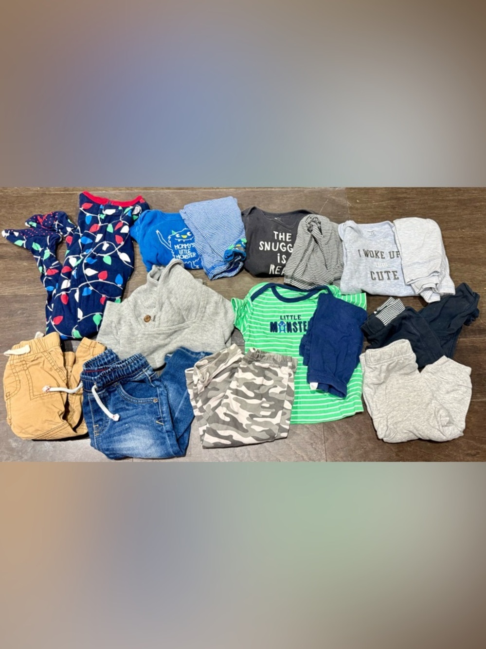 Baby Boy 12M Pajamas, Pants, & Sweater Lot